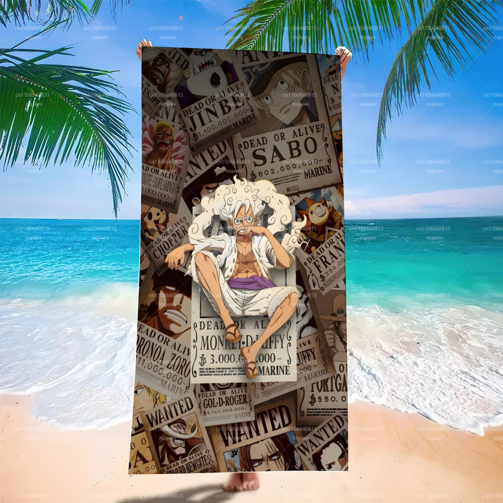 Beach Towel Large - ผ้าขนหนูชายหาดขนาดใหญ่ลายโจรสลัดย้อนยุค ลายวันพีซ ตัวละครทั้งหมด ผ้าขนหนูน้ำหนักเบา ซึมซับได้ดี สำหรับสระว่ายน้ำ