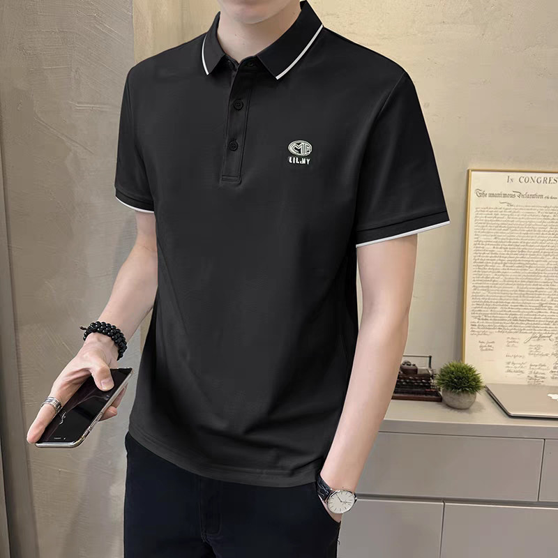 Polo Shirt Pique - เสื้อโปโลผู้ชายใหม่ เสื้อยืดคอปกแขนสั้นสำหรับฤดูร้อน เสื้อเจอร์ซีย์ปิเก้ปักลายทันสมัย