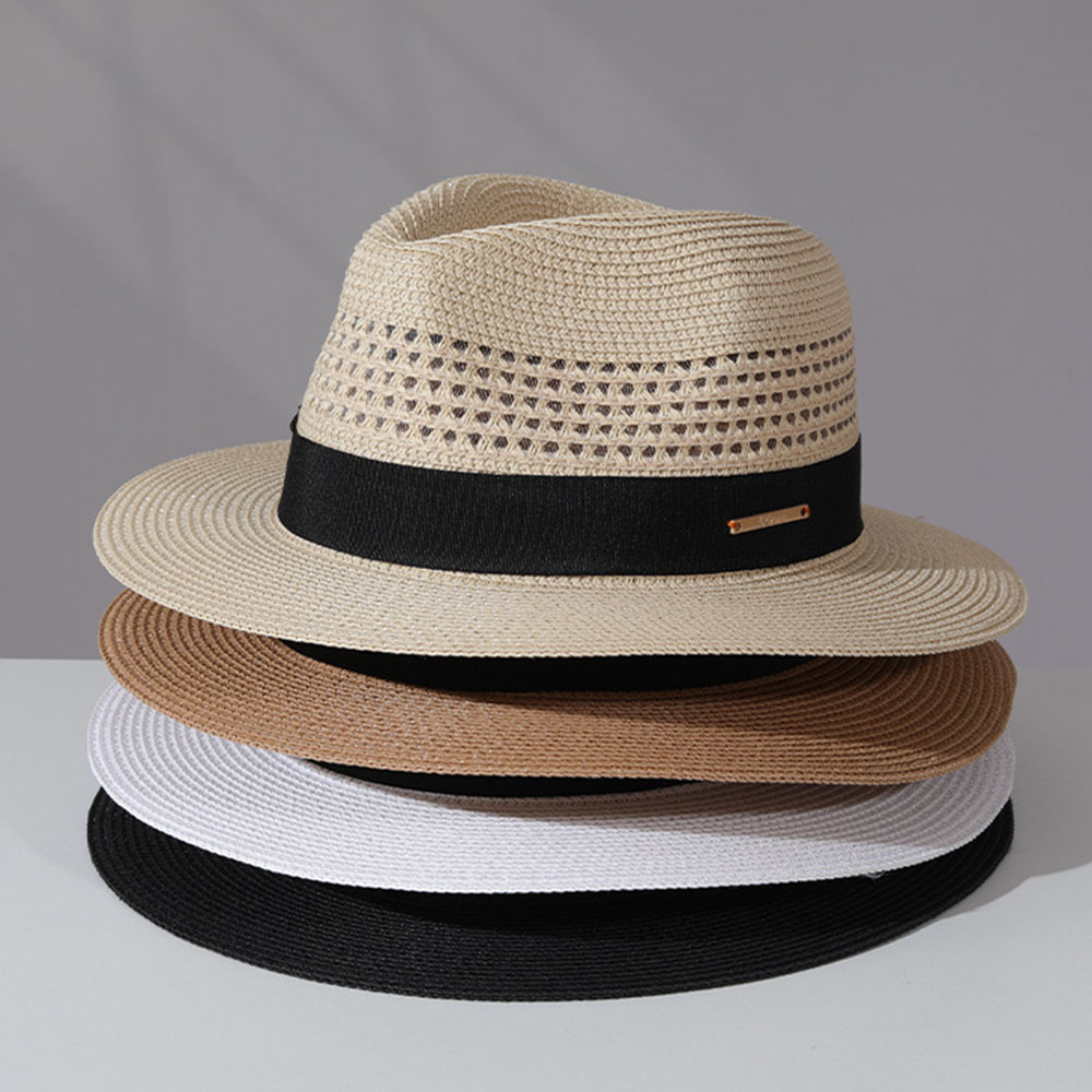Bucket Hat Straw - หมวกฟางคลาสสิก หมวกฟางปานามาสำหรับผู้ชาย ขายส่ง หมวกกันแดดแบบเรียบง่าย หมวกแจ๊ส หมวกเฟโดรา