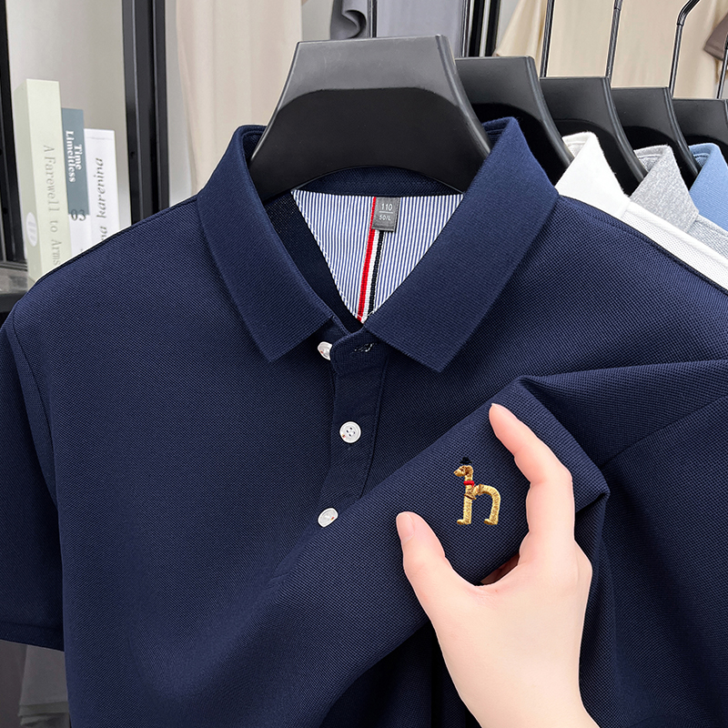 Polo Shirt Pique - การออกแบบแบรนด์เสื้อโปโลผู้ชายแขนสั้นเสื้อยืดฤดูร้อนใหม่ประณีตสุนัขเย็บปักถักร้อยแฟชั่นธุรกิจหล่อผู้ชาย