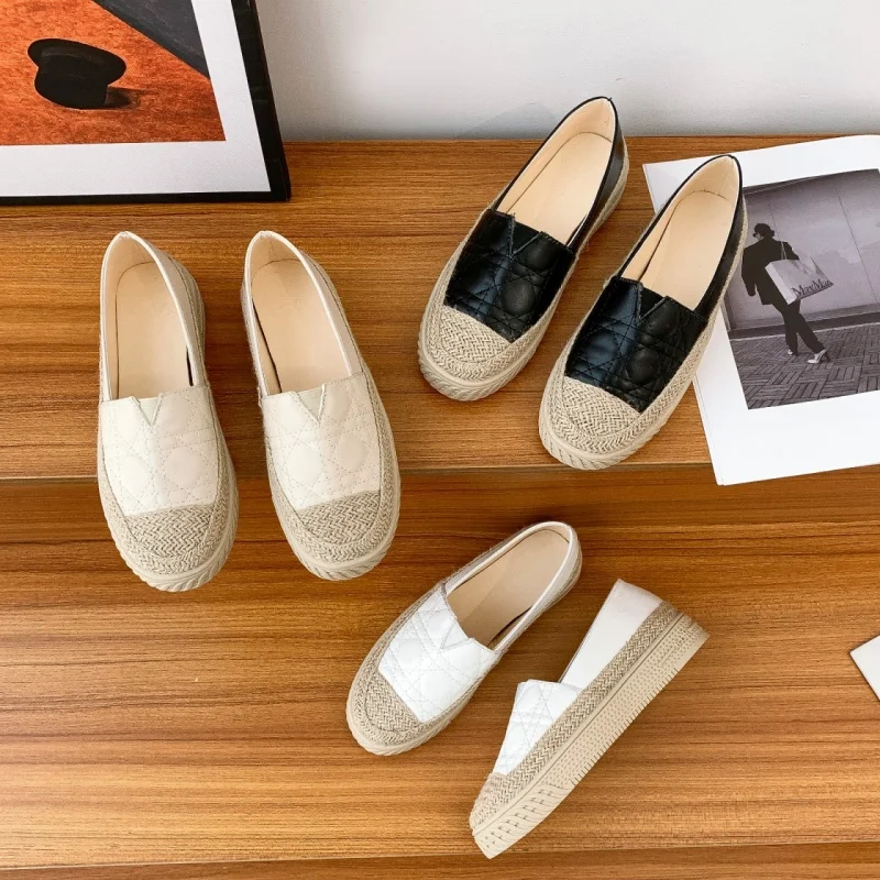 Espadrille Slip On - 2025 ใหม่ผู้หญิงรองเท้าEspadrillesสีขาวหญิงรองเท้าLoafersรอบToeผ้าฝ้ายแฟชั่นและต่ําราคาZapatillas Mujer