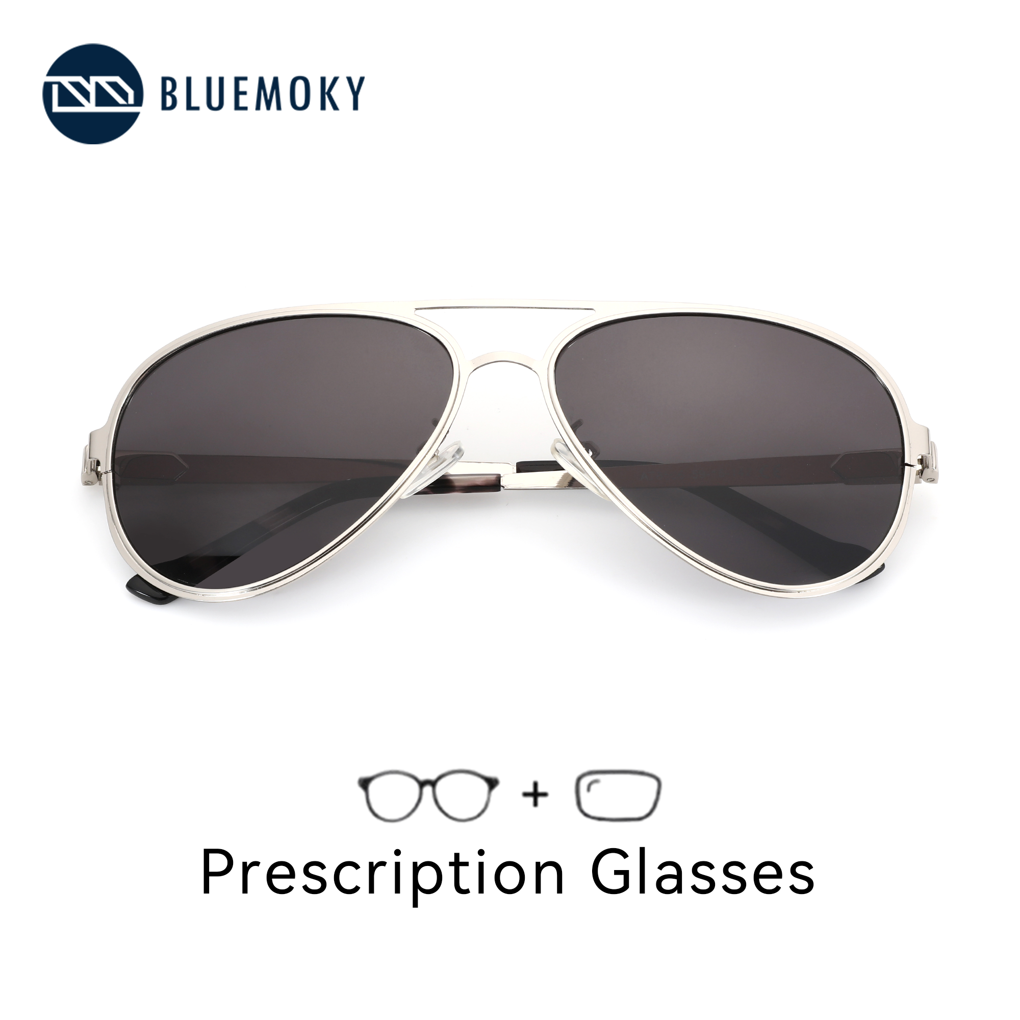 Sunglasses Aviator Polarized - แว่นกันแดดทรงนักบินโลหะคุณภาพสูง BLUEMOKY ไซส์ XL สำหรับผู้ชาย ดีไซน์ทันสมัย