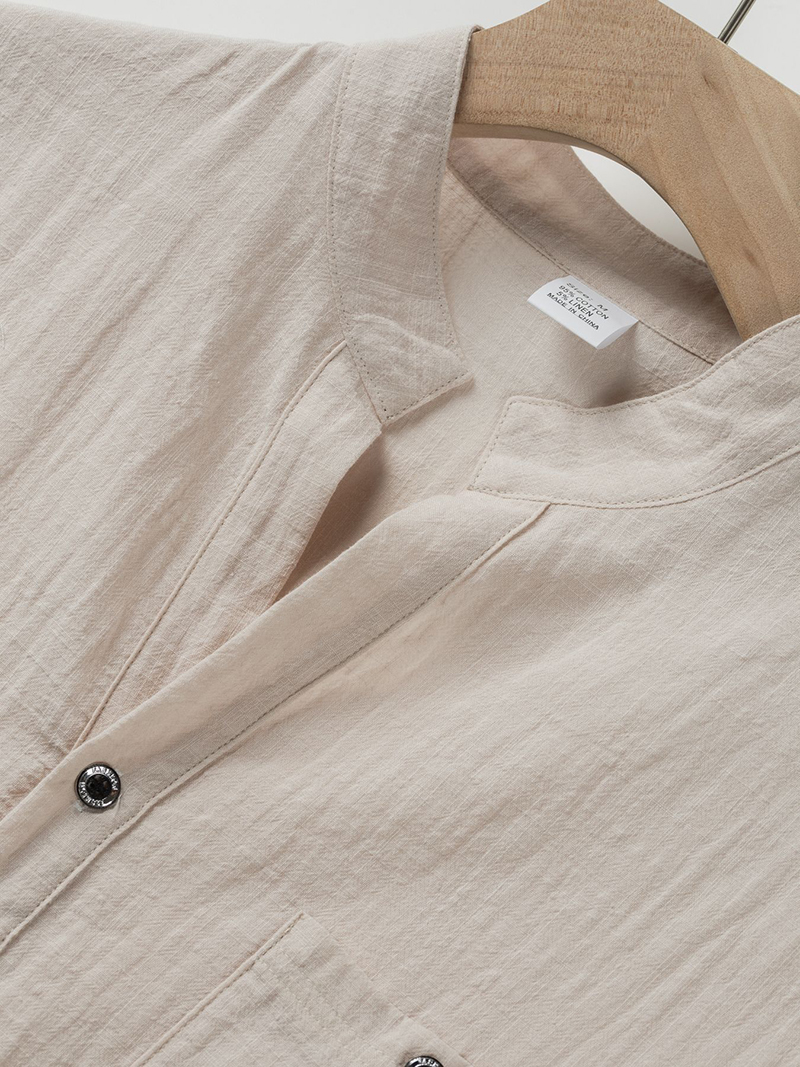 เสื้อเชิ้ตเฮนลีย์ผ้าฝ้ายลินินส - Linen Shirt Breathable บทวิจารณ์และราคา