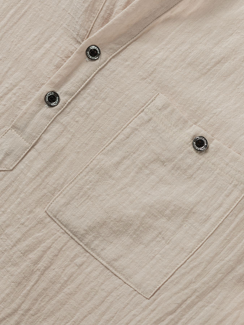เสื้อเชิ้ตเฮนลีย์ผ้าฝ้ายลินินส - Linen Shirt Breathable บทวิจารณ์และราคา