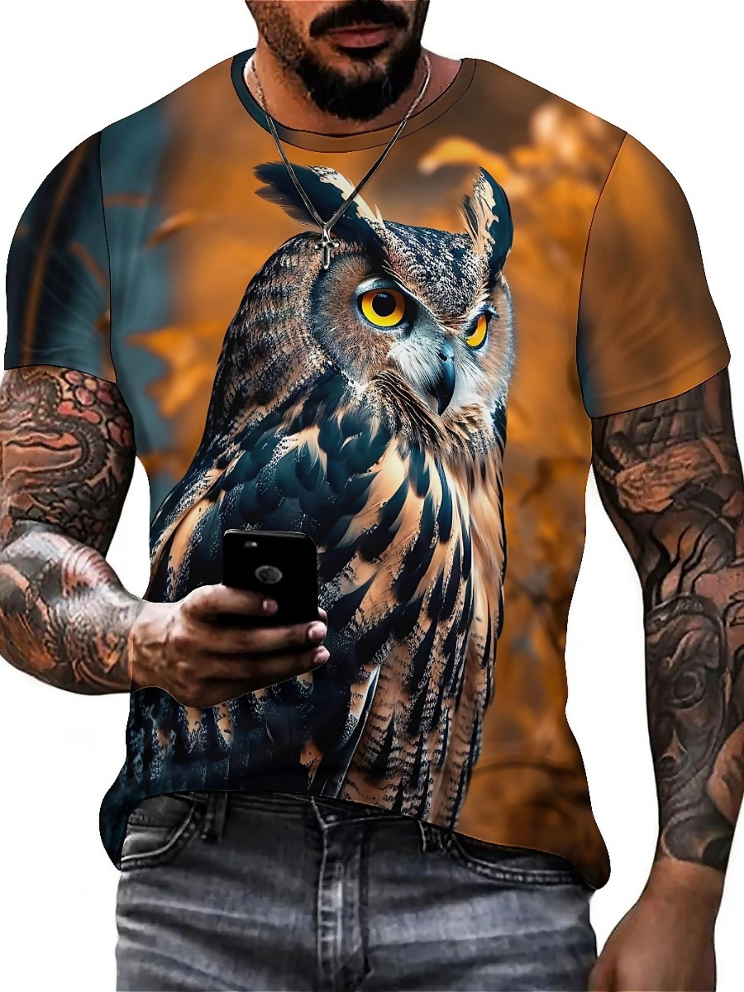 เสื้อยืดกราฟิกนกฮูกพิมพ์ลาย 3  - Tee Graphic Print บทวิจารณ์และราคา