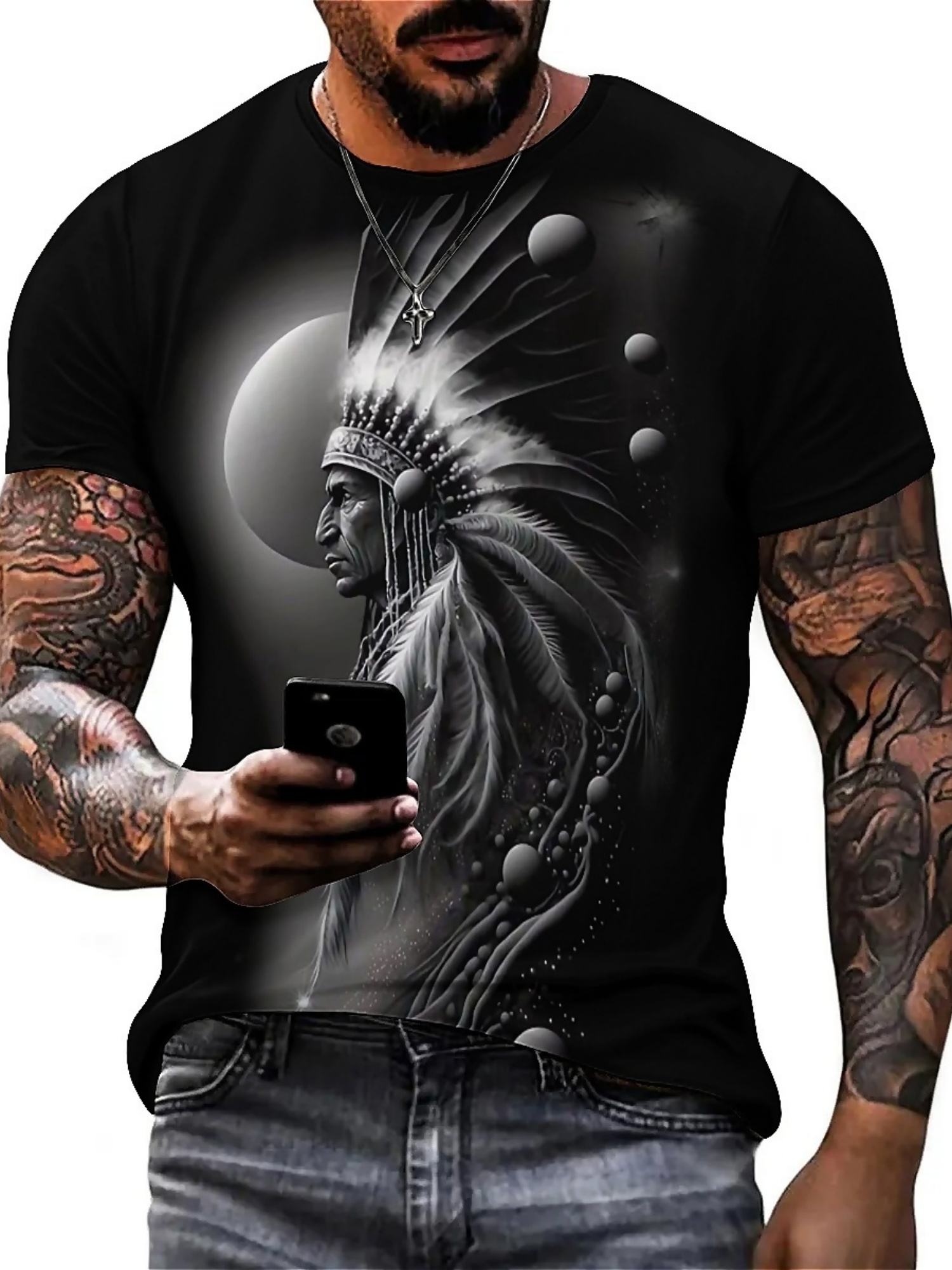 เสื้อยืดกราฟิกหัวหน้าชนเผ่าพิม - Tee Graphic Print บทวิจารณ์และราคา