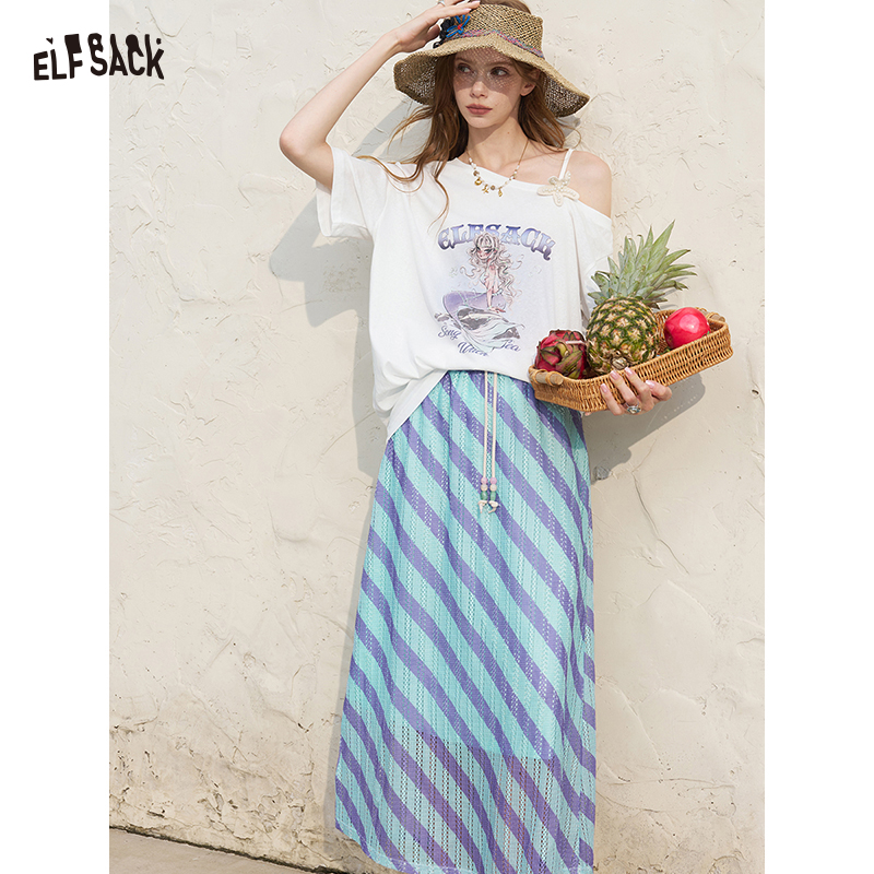 ELFSACK เสื้อยืดสีขาวแบบเปิดไห - Tee Graphic Print บทวิจารณ์และราคา