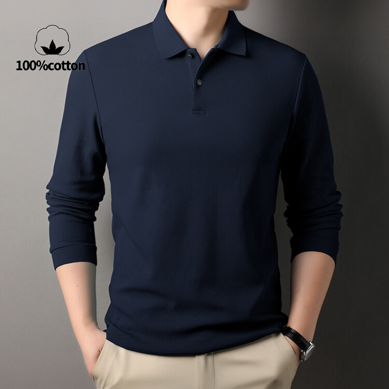 เสื้อโปโลผ้าฝ้าย 100% แขนยาว F - Polo Shirt Pique บทวิจารณ์และราคา