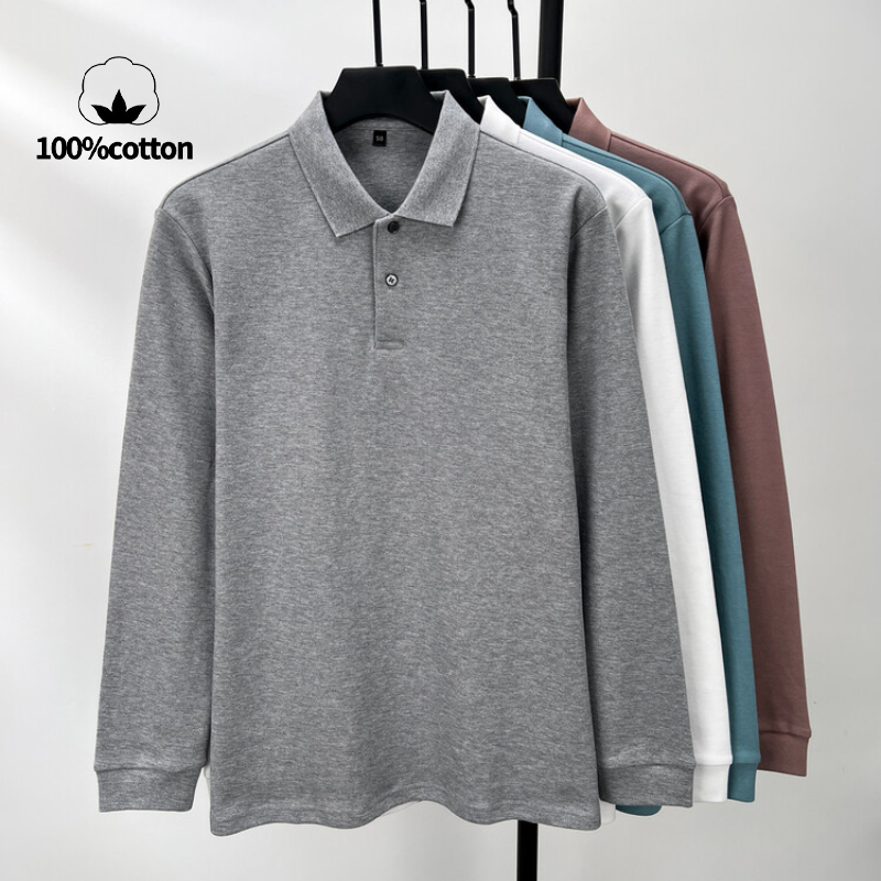เสื้อโปโลผ้าฝ้าย 100% แขนยาว F - Polo Shirt Pique บทวิจารณ์และราคา