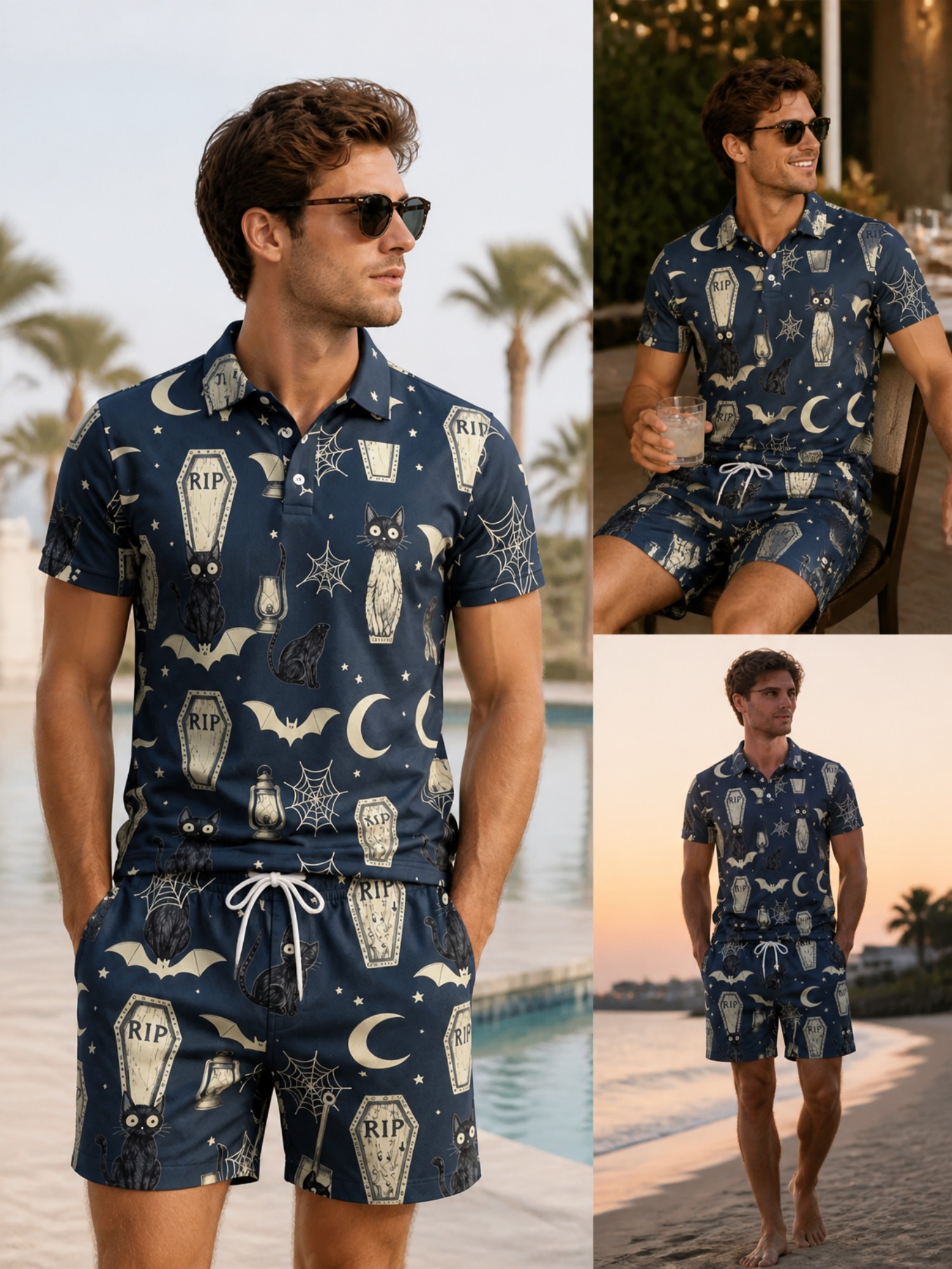 ชุดเสื้อโปโลแขนสั้นและกางเกงขา - Resort Shirt Floral บทวิจารณ์และราคา
