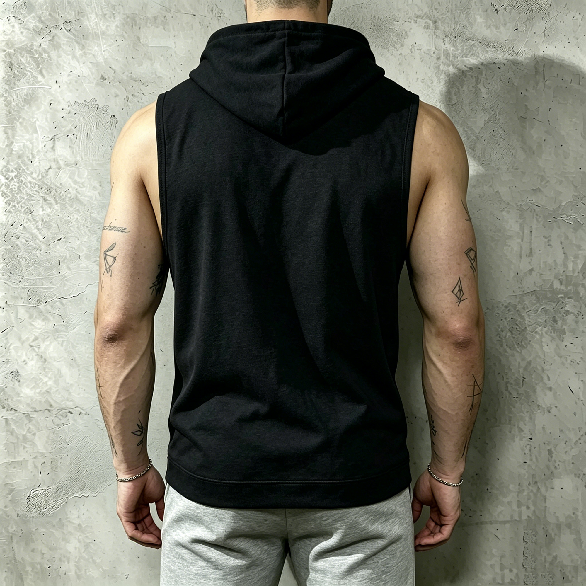 เสื้อกล้ามมีฮู้ดผู้ชาย ลายกราฟ - Tank Top Muscle บทวิจารณ์และราคา