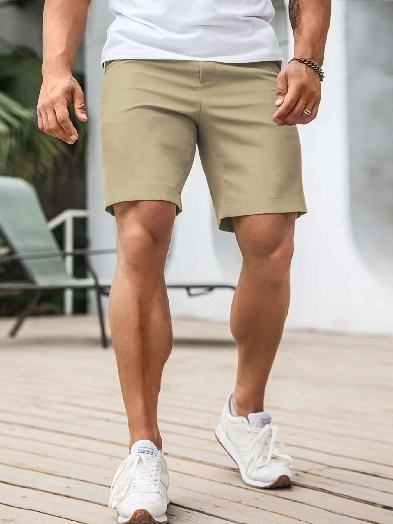 กางเกงขาสั้นชิโน่ผู้ชายทรงสลิม - Shorts Chino Slim บทวิจารณ์และราคา