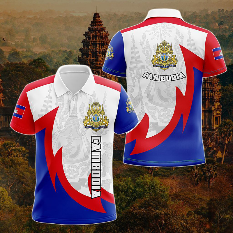เสื้อโปโลลายธงชาติกัมพูชาแบบกำ - Shirt Camp Collar บทวิจารณ์และราคา