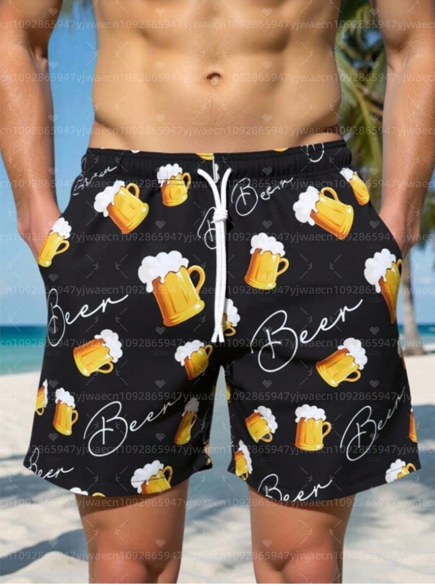 กางเกงขาสั้นชายหาดลายเบียร์สำห - Trunks Board Surf บทวิจารณ์และราคา