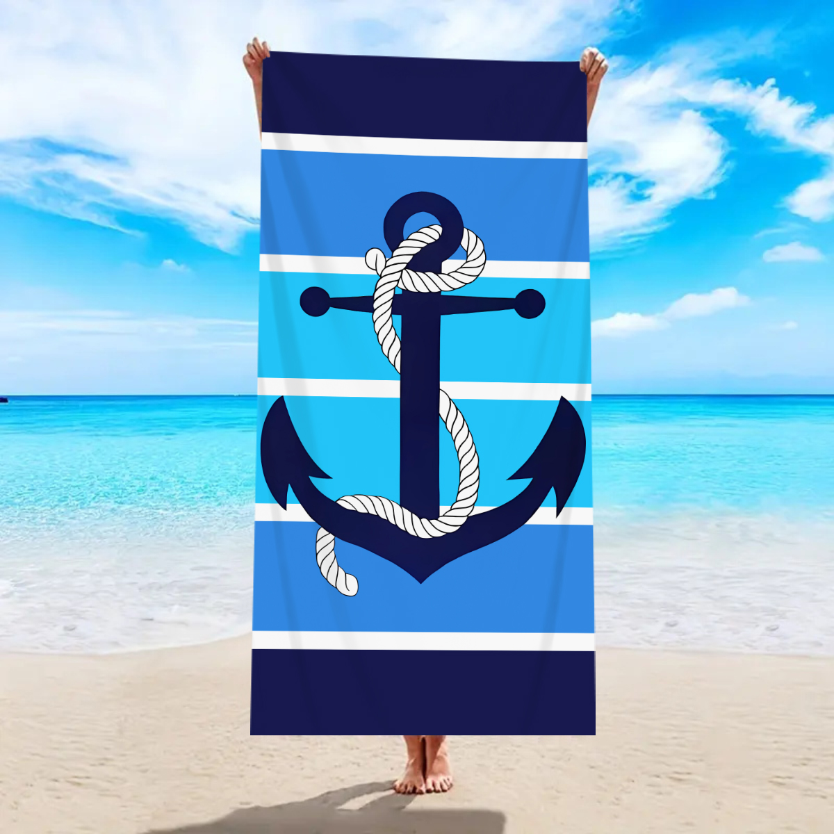 ลายองค์ประกอบทะเล 1 ชิ้น, สมอเ - Beach Towel Large บทวิจารณ์และราคา