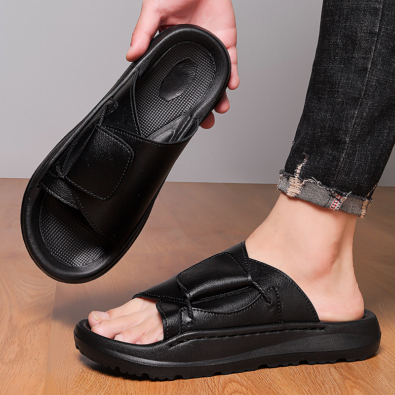รองเท้าแตะหนังผู้ชายแบบสวมลำลอ - Flip Flop Leather Men บทวิจารณ์และราคา