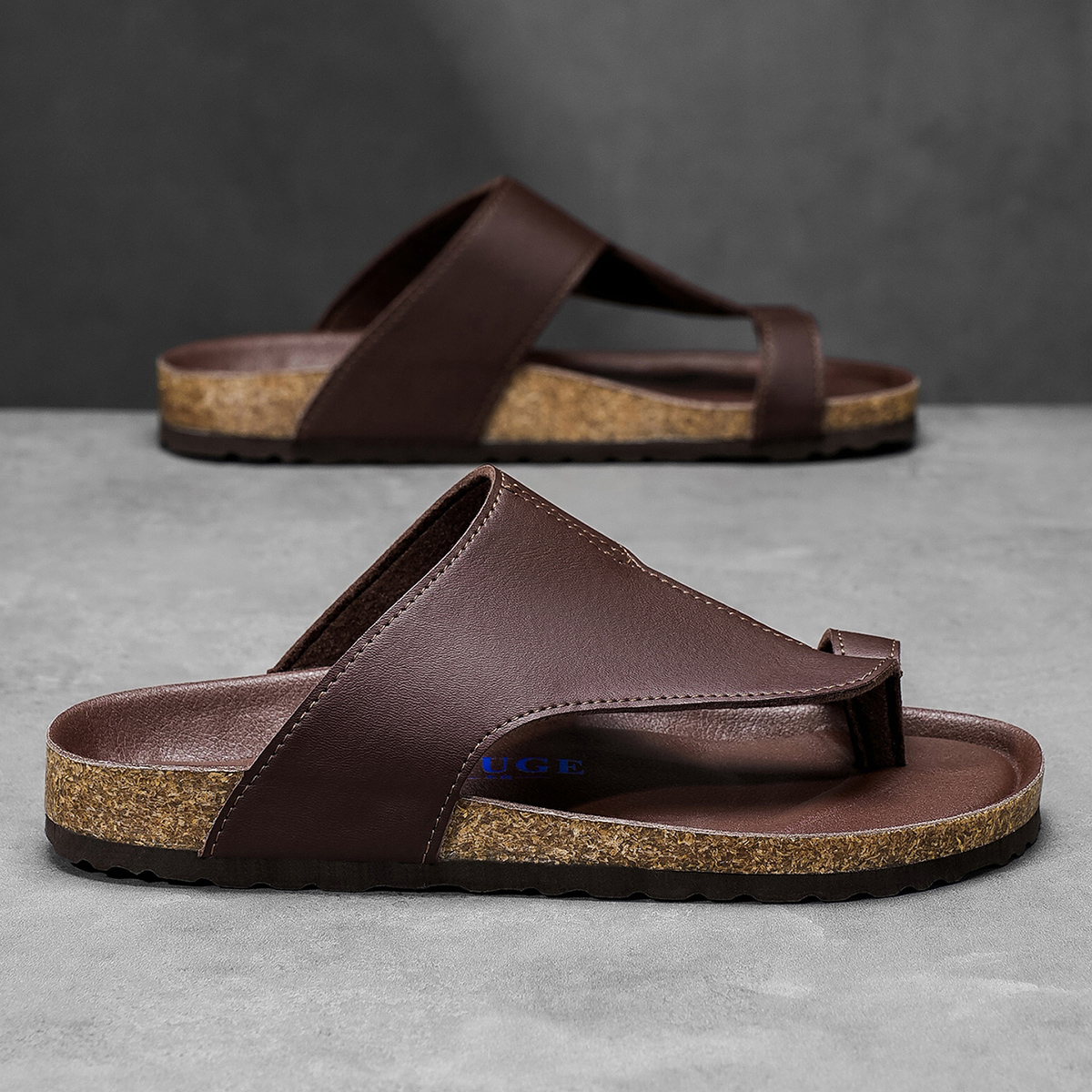 ขนาดใหญ่ 48 49 รองเท้าแตะ Cork - Flip Flop Leather Men บทวิจารณ์และราคา
