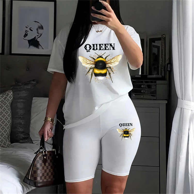 ผู้หญิง2ชิ้นชุดฤดูร้อนแขนสั้นเ - Tee Graphic Print บทวิจารณ์และราคา