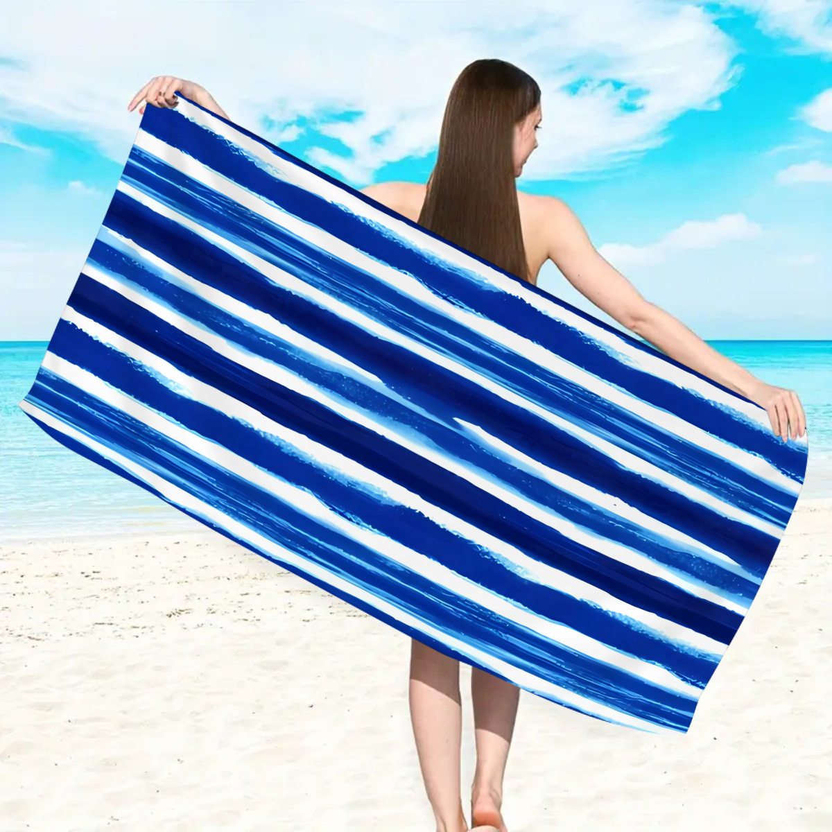 ผ้าขนหนูชายหาดลายทางสีสันสดใสท - Beach Towel Large บทวิจารณ์และราคา