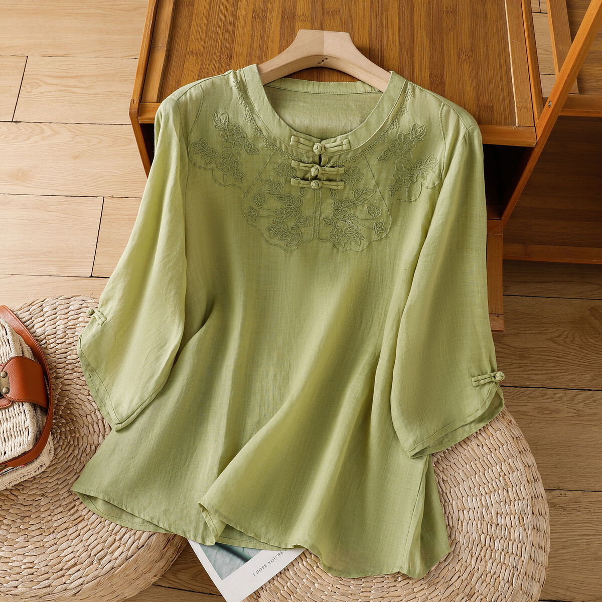 เสื้อเชิ้ตแขนกุดผ้าฝ้ายลินินปุ - Shirt Camp Collar บทวิจารณ์และราคา