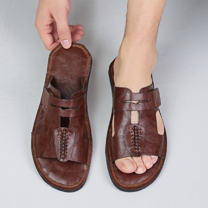 รองเท้าแตะหนังพรีเมียมขนาดใหญ่ - Flip Flop Leather Men บทวิจารณ์และราคา