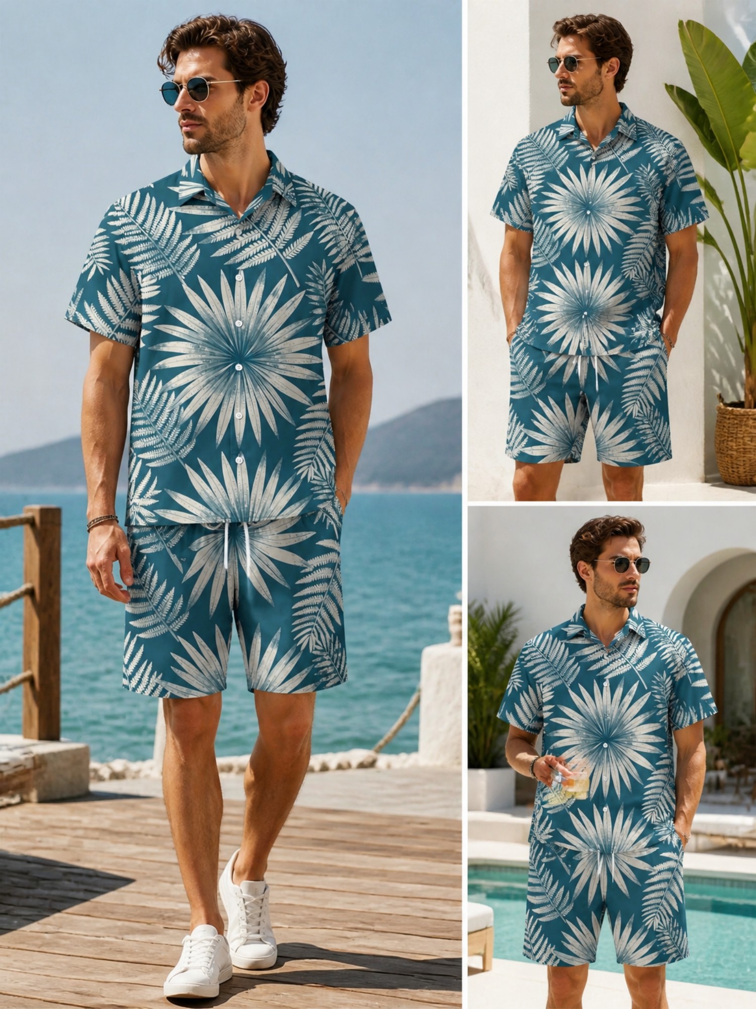 ชุดเสื้อเชิ้ตแขนสั้นลายดอกไม้ส - Resort Shirt Floral บทวิจารณ์และราคา