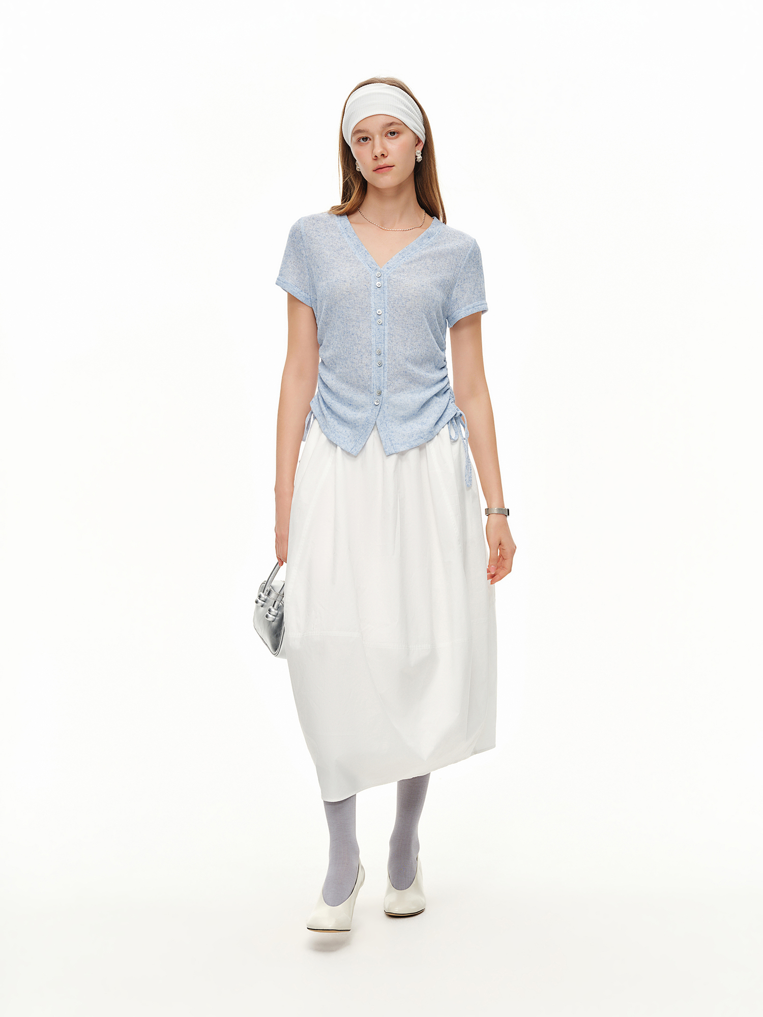 DUSHU เสื้อยืดผ้าลินินคอวีน้ำห - Short Linen Drawstring บทวิจารณ์และราคา