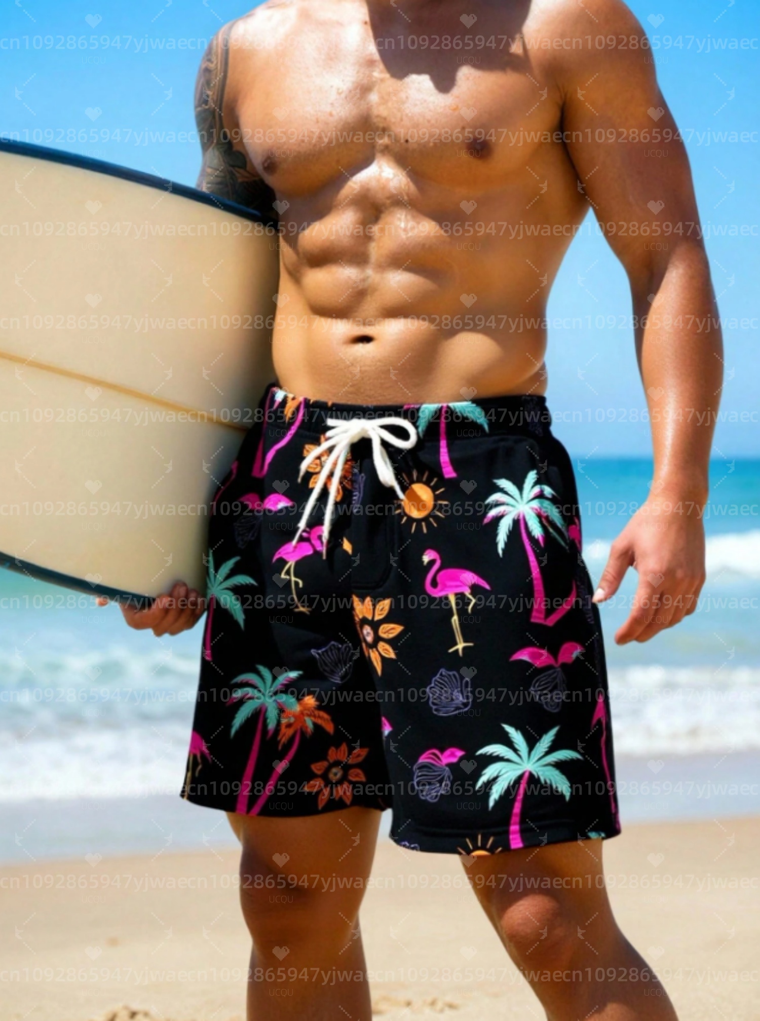 กางเกงขาสั้นชายหาดลายแมงกะพรุน - Trunks Board Surf บทวิจารณ์และราคา