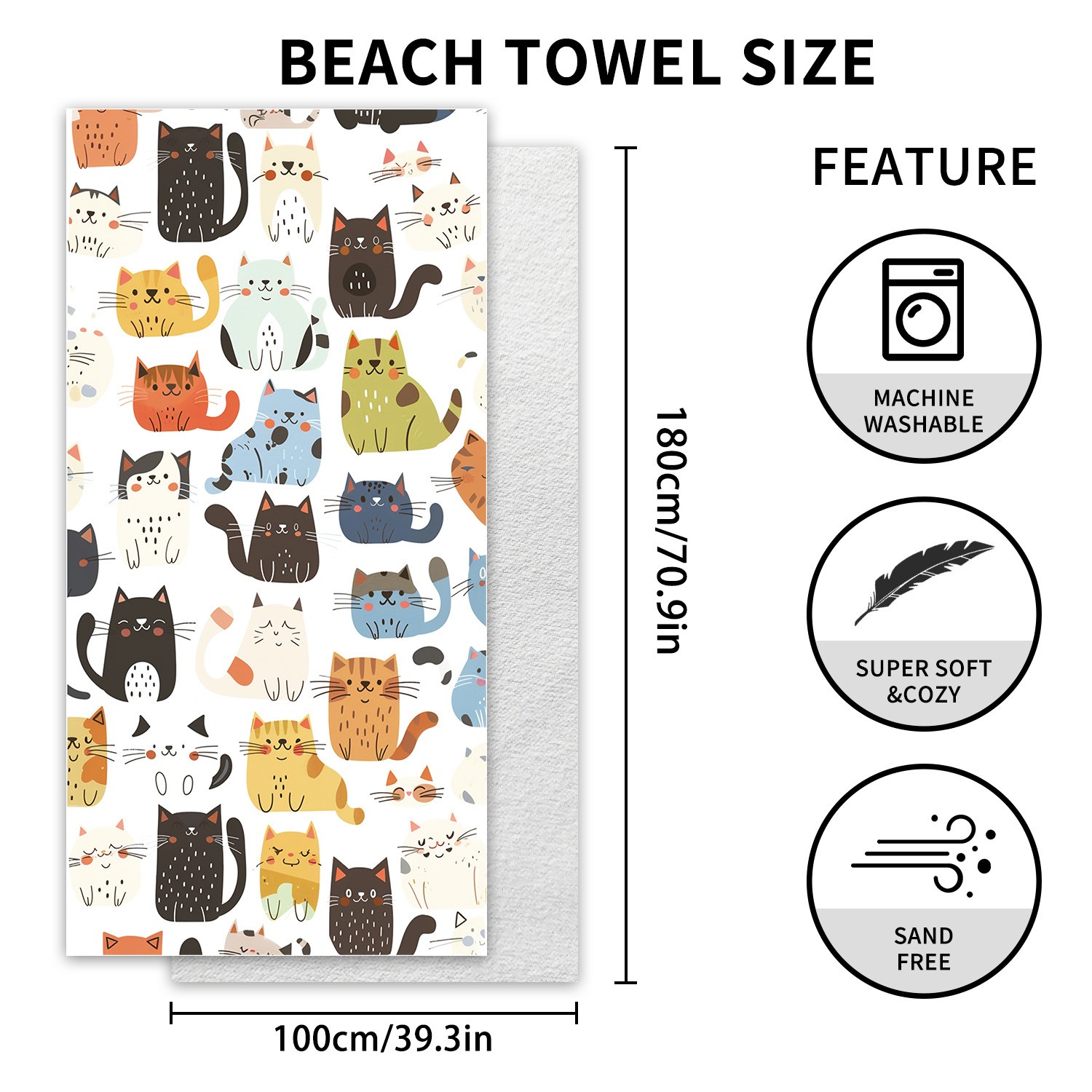 ผ้าห่มชายหาดขนาดใหญ่ 1 ผืน ผ้า - Beach Towel Large บทวิจารณ์และราคา