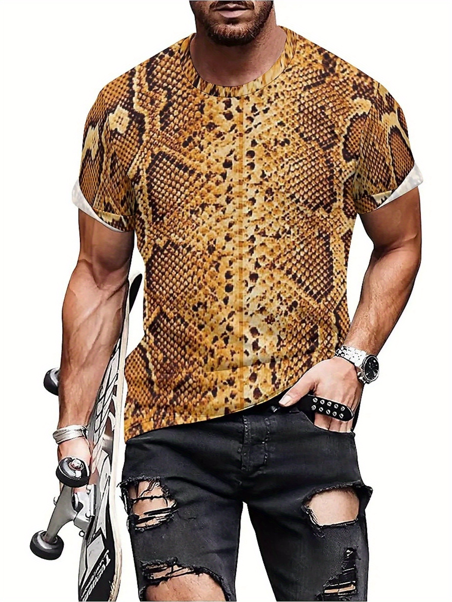 เสื้อยืดกราฟิกงูพิมพ์ลาย 3D สำ - Tee Graphic Print บทวิจารณ์และราคา