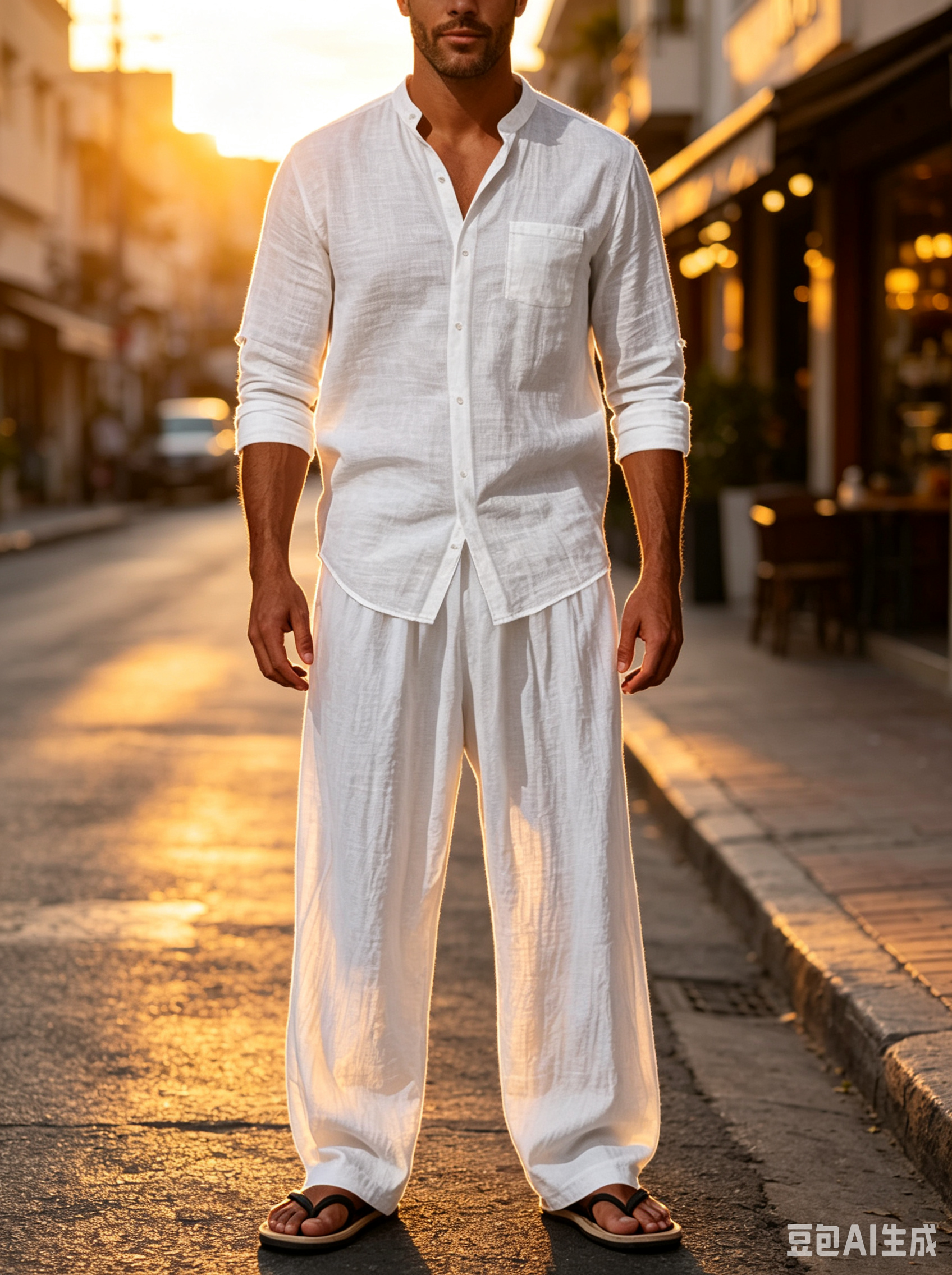 ชุดเซ็ต 2 ชิ้น เสื้อเชิ้ตคอจีน - Linen Shirt Breathable บทวิจารณ์และราคา