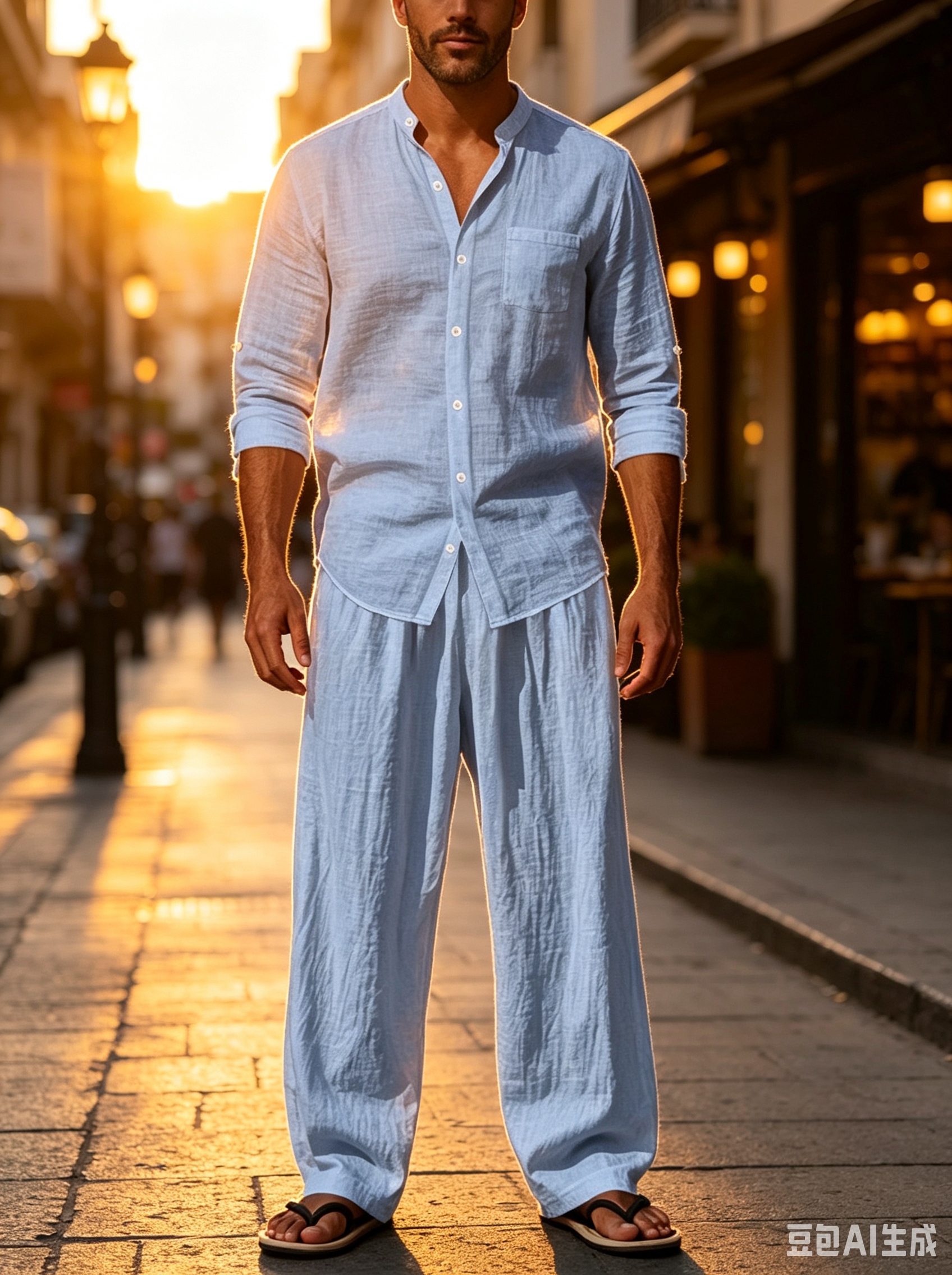 ชุดเซ็ต 2 ชิ้น เสื้อเชิ้ตคอจีน - Linen Shirt Breathable บทวิจารณ์และราคา