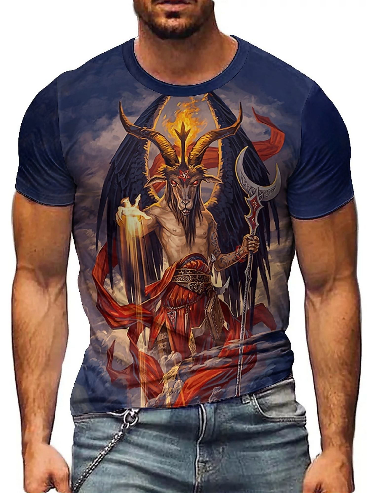 เสื้อยืดพิมพ์ลายปีศาจ 3D สำหรั - Tee Graphic Print บทวิจารณ์และราคา