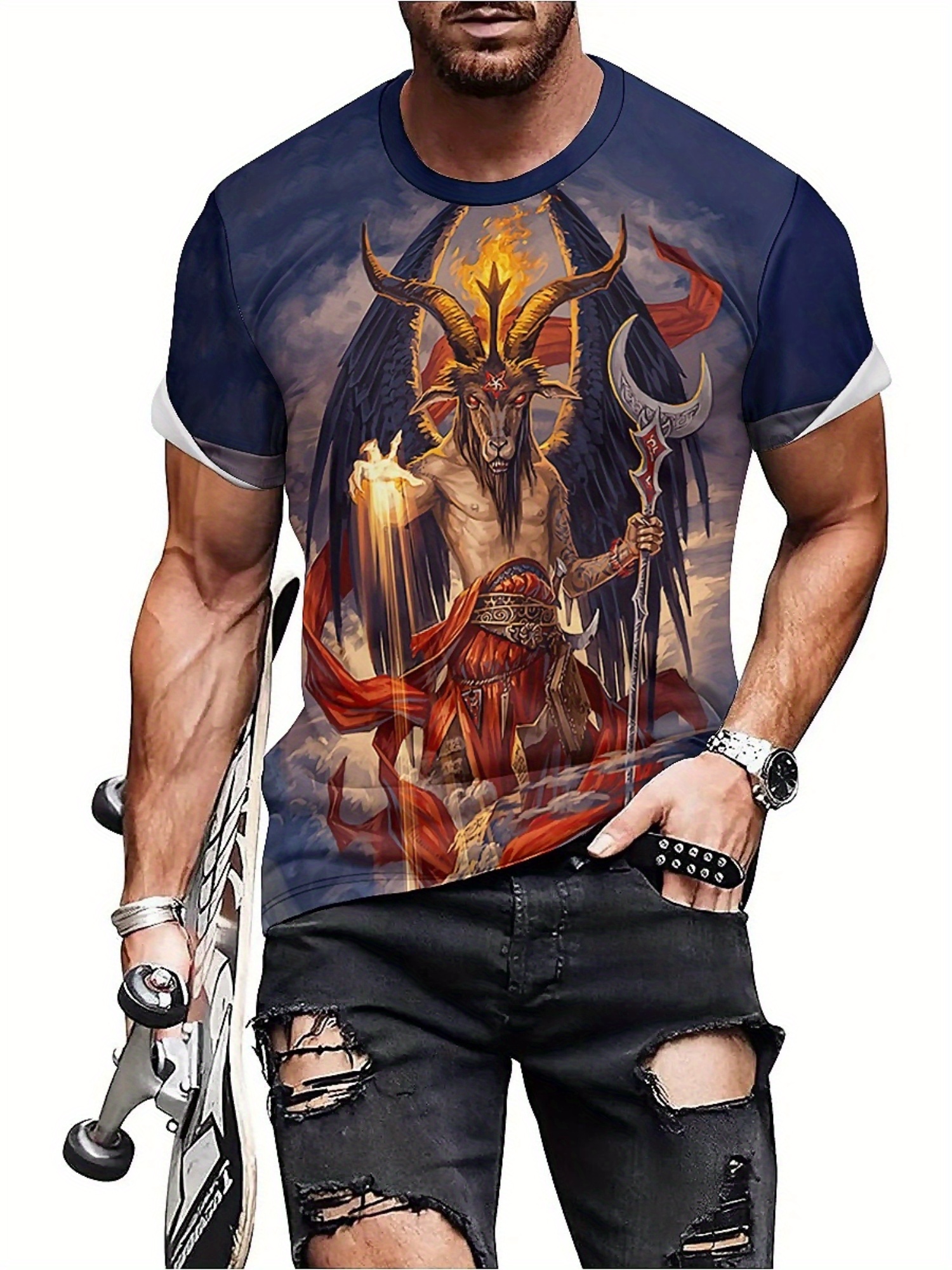 เสื้อยืดพิมพ์ลายปีศาจ 3D สำหรั - Tee Graphic Print บทวิจารณ์และราคา