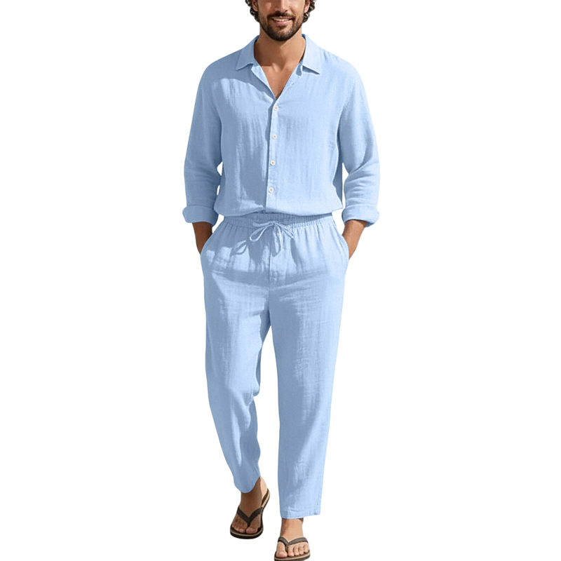 ชุดลำลองผ้าลินินสำหรับฤดูใบไม้ - Linen Shirt Breathable บทวิจารณ์และราคา